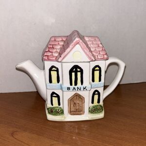 Ceramic ~ Teapot ~ "BANK" 3-D ~ Small 1 Cup